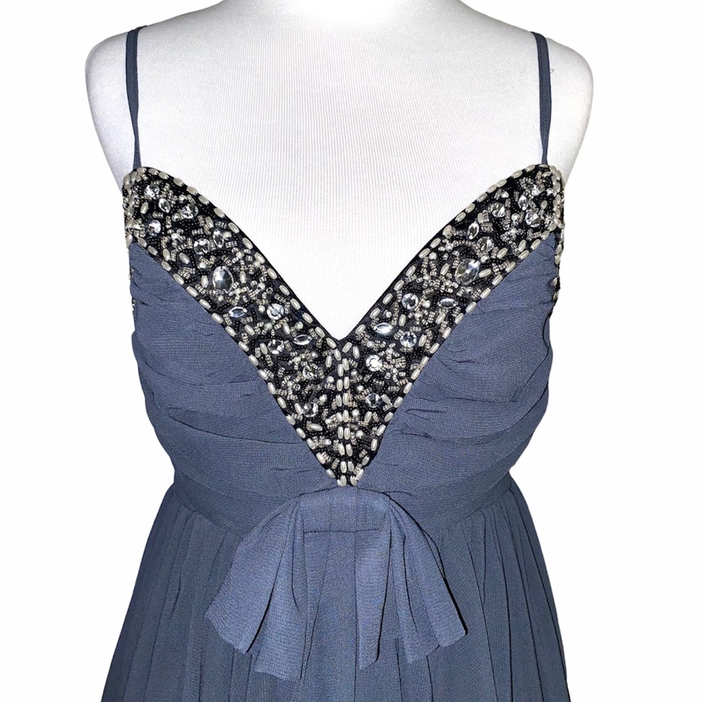 French Connection New! gorgeous bead embellished flowy dress, gray, size 4 NWT - Picture 5 of 15